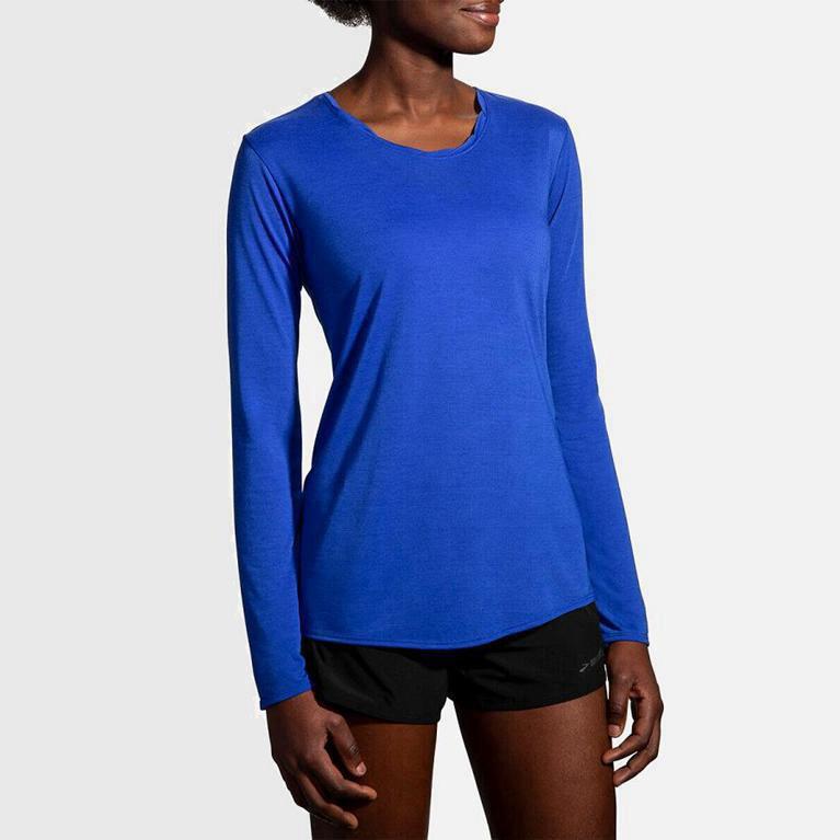 Brooks Distance Womens Long Sleeve Running Shirt Ireland Blue (LIFE-98231)